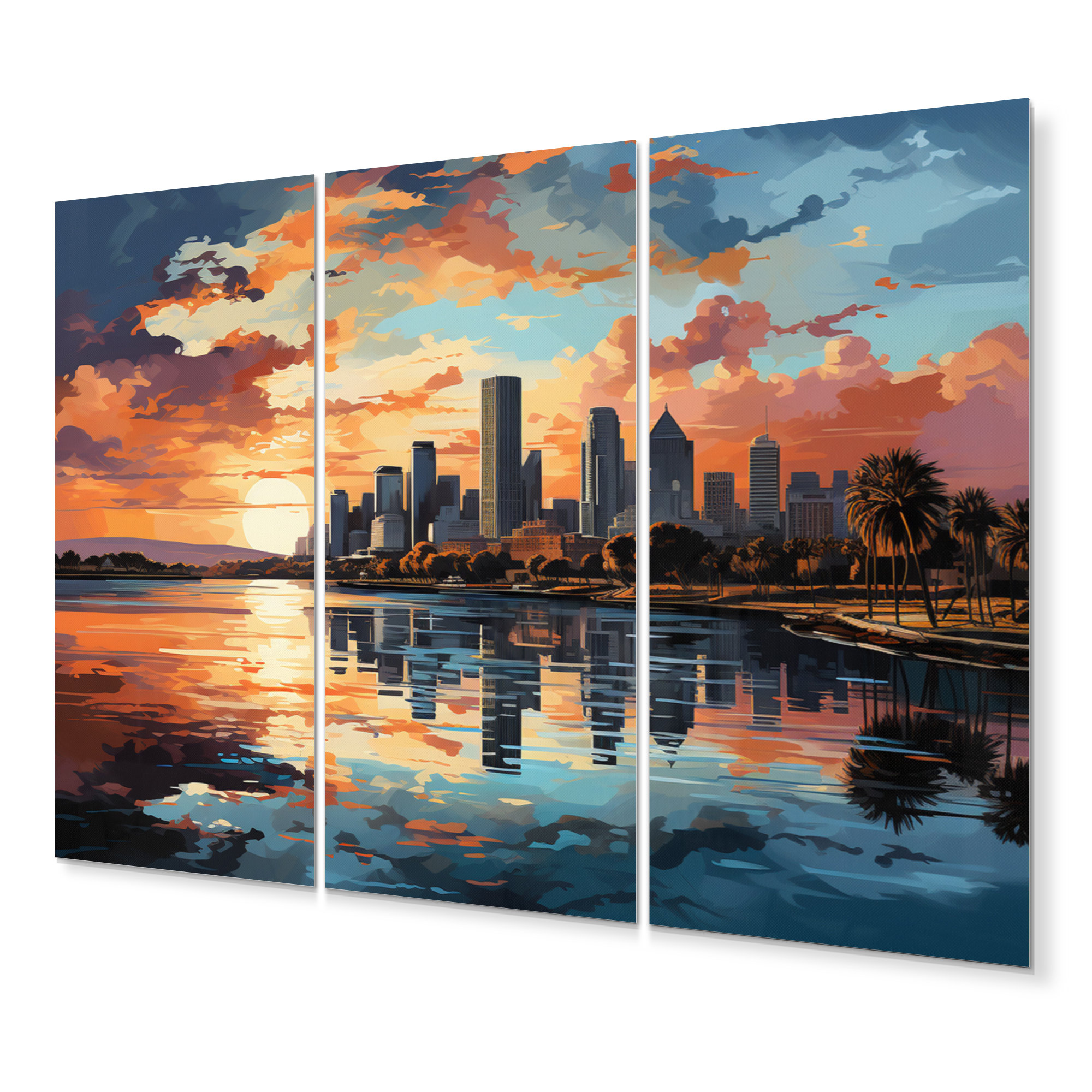 Design Art San Diego City At Cloudy Dawn - San Diego Metal Wall Decor
